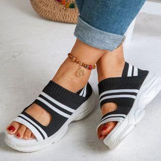 Two-tone Knitted Platform Sandals