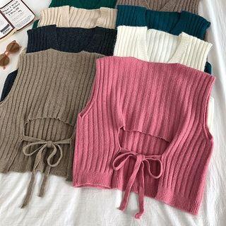 V-neck Bow-back Knit Vest