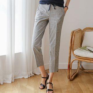 Drawstring Slit-side Straight-cut Pants