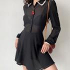 Contrast Trim Collar Mini A-line Dress