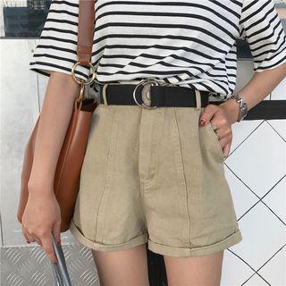 Plain Cuff-hem Shorts