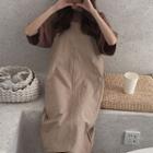 Elbow-sleeve T-shirt / Plain Jumper Dress