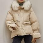 Faux-fur Hooded Cropped Padded Jacket