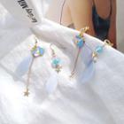 Non-matching Feather Unicorn Drop Earring / Clip-on Earring