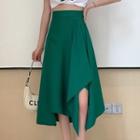 High-waist A-line Asymmetrical Midi Skirt