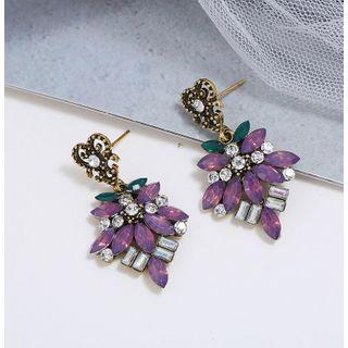 Rhinestone Drop Earring 1 Pair - Purple - One Size