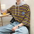 Hooded Striped 3/4-sleeve T-shirt