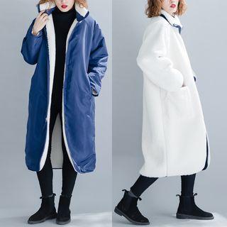 Fleece Zip Coat Blue & White - One Size