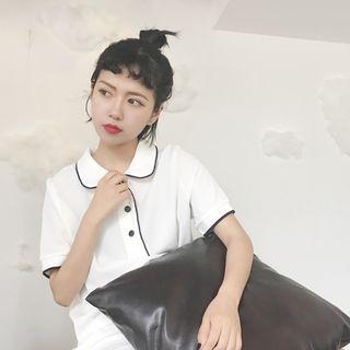 Piped Short-sleeve Polo Dress