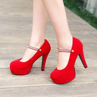 Ankle Strap Platform High-heel Pumps