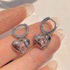 Heart Rhinestone Alloy Dangle Earring Jml5115 - 1 Pair - Silver - One Size