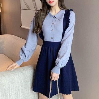 Mock Two-piece Mini A-line Knit Dress