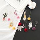 Non-matching Animal Pompom Dangle Earring