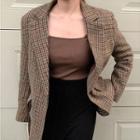 Plaid Blazer Blazer - Brown - One Size