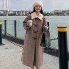 Fluffy Collar Toggle-button Woolen Coat (various Designs)