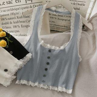 Lace-trim Cropped Halter Top