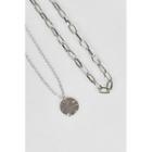 Set: Pendant Necklace + Chain Necklace Silver - One Size