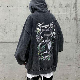 Long-sleeve Lettering Long Hoodie