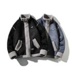 Long-sleeve Faux Leather Patch Coat