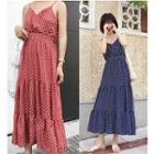 Dotted Spaghetti Strap Midi A-line Dress