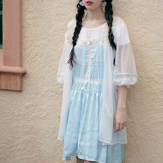 Elbow-sleeve Ruffle-trim Light Jacket