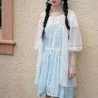Elbow-sleeve Ruffle-trim Light Jacket