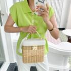 Cap-sleeve Button-detail Knit Top