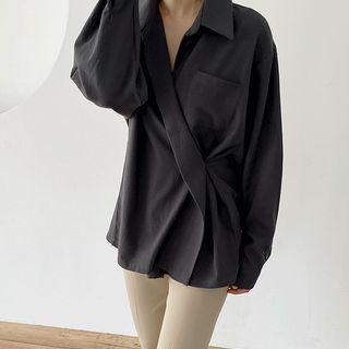 Pocket-front Drape-trim Shirt