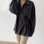 Pocket-front Drape-trim Shirt