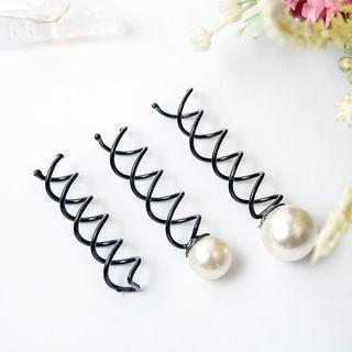 Faux Pearl Spiral Hair Bun Maker