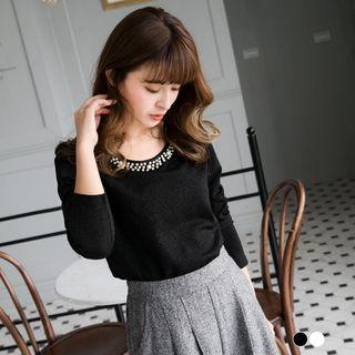 Beaded Floral Embossed Top