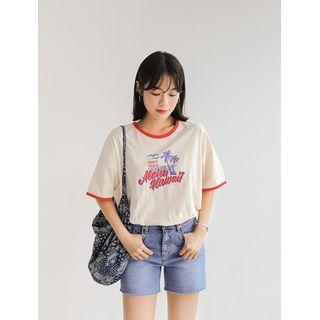 Printed Cotton Ringer T-shirt