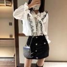 Frill-trim Shirt / Tweed Mini Skirt