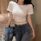 Short-sleeve Strappy Cropped T-shirt