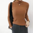 Mock-neck Slim-fit Knit Top In 8 Colors