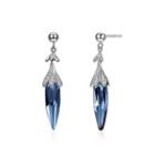 925 Sterling Silver Little Chili Earrings With Blue Austrian Element Crystal Silver - One Size