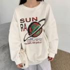Planet Print Sweatshirt White - One Size