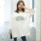 Lettering Round-neck Short-sleeve Top