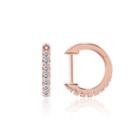 Fashion Simple Plated Rose Gold Geometric Circle Cubic Zircon Stud Earrings Rose Gold - One Size