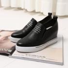 Faux Leather Embossed Letters Hidden Wedge Loafers