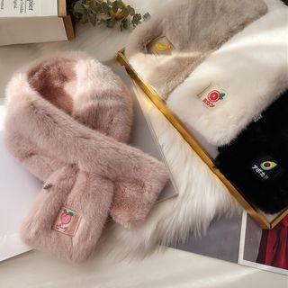 Embroidered Fruit Faux Fur Scarf