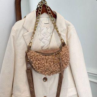 Chain Fleece Zip Crossbody Bag