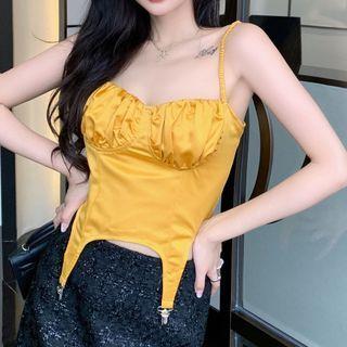 Irregular Cropped Camisole Top Amber Yellow - One Size
