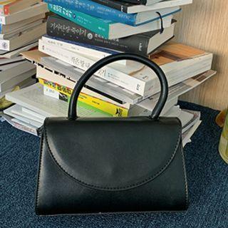 Flap Pleather Satchel With Strap