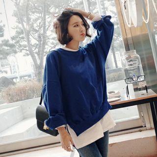 Plain Slit-cuff Sweatshirt