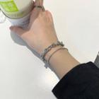 Set Of 2 : Alloy Bracelet (assorted Designs) 2pcs - Silver - One Size