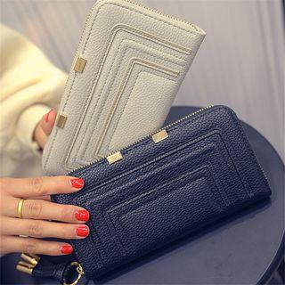 Faux Leather Zip Long Wallet