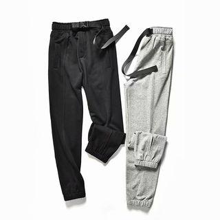 Buckled Waist Gather-cuff Sweatpants