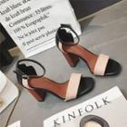 Faux-leather Ankle-strap Chunky-heel Sandals