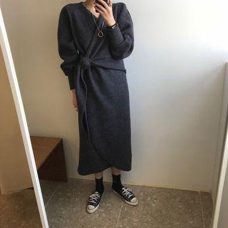 Tie-front Midi Shift Dress
